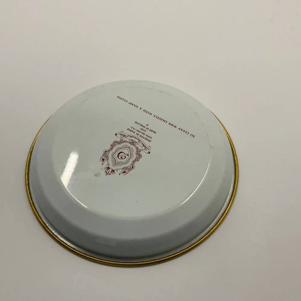Vintage Daher Decorated Ware Tin Plate Floral Butterfly Gold Rim Made in England